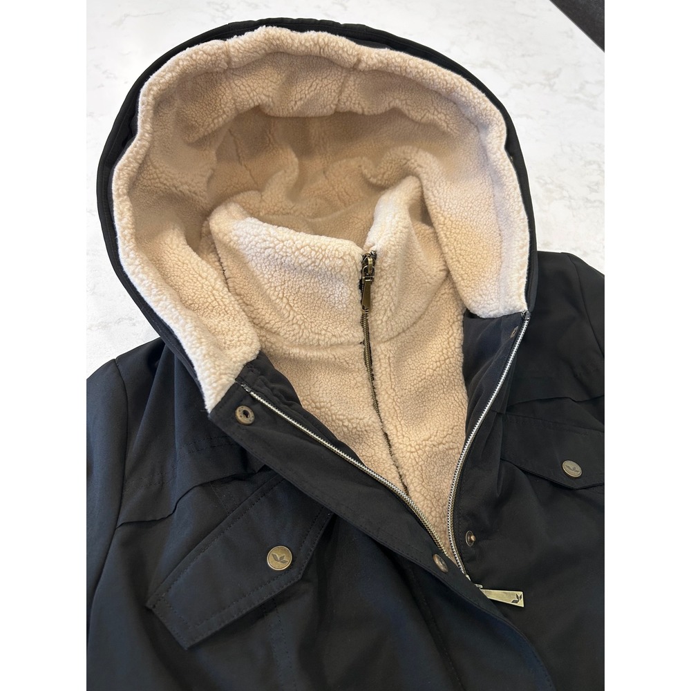 Koolaburra by UGG Womens Black Sherpa Lined Hooded Parka Utility Jacket Large - Picture 6 of 11
